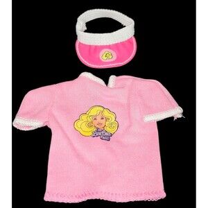 Barbie Doll Tshirt Top Sun Visor Hat Vintage "I'm a Barbie Fan!" Barbie Clothes